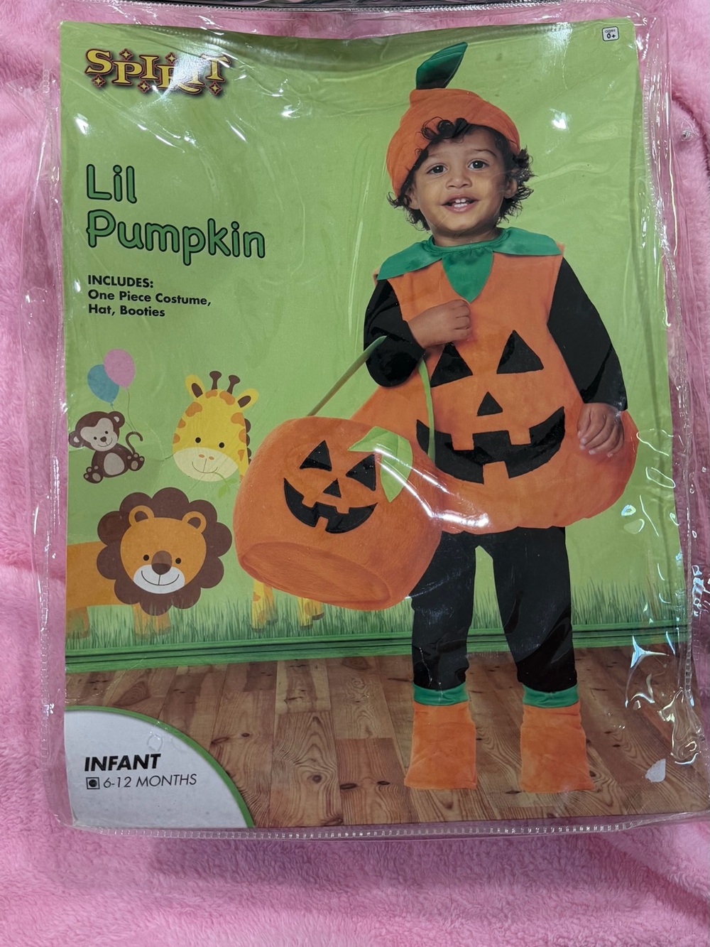 Spirit Infant Lil Pumpkin Costume - Orange & Black with Green Accents